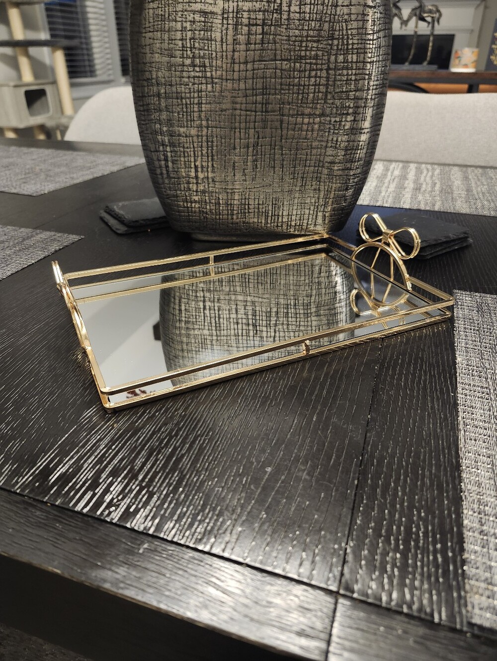 Gold Bow Mirror Tray - Picture 2 of 14